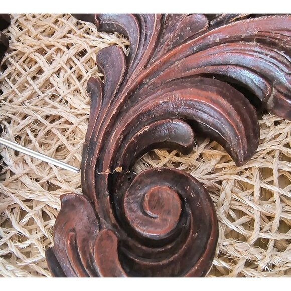 MCM Syroco Wood Wall Shelves w/ Plate Groove, SET/2 Composite Wood, Mahogany Red - Picture 8 of 10